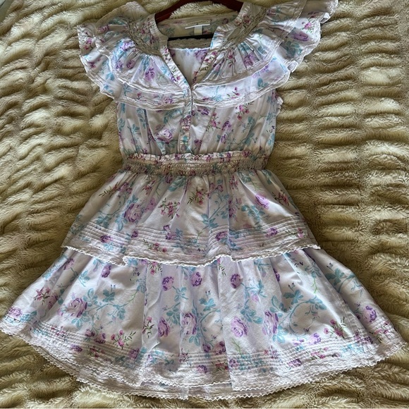 LoveShackFancy for Target Smocked Waist Floral Mini Dress Cottagecore Small - Picture 5 of 9